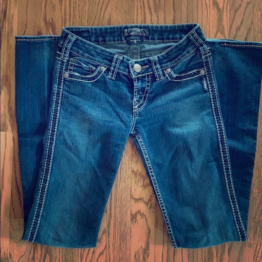 Silver boot cut jeans. Size W26/L33
